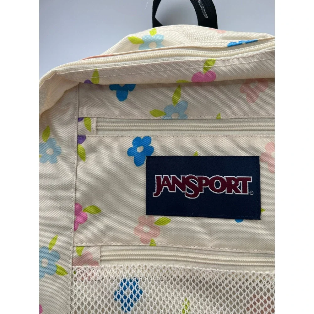 NWT JanSport Duo Pack Backpack Floral Cutout Cream Multi 32L BACK T SCHOOL